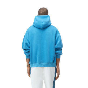 Sweat à capuche ample en coton 100% - Sweat à capuche en molleton 450 g/m² - Bleu royal - Épaules tombantes - Sweat à capuche sans cordon pour homme - Product Image 3