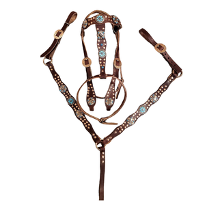 Collier de poitrail pour selle de dressage western en cuir floral ciselé, de qualité supérieure, avec collier en laiton, pour le plaisir équestre et le lasso - Product Image 3