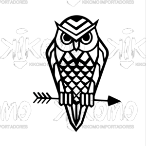 Hibou géométrique en MDF noir - Product Image 1