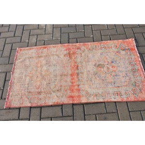 2.4x4.6 ft Turkish Rug, Vintage Small Rug, <b>Red</b> Blue Polka dot <b>Wool</b> Rug - Product Image 3