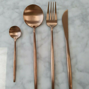 Stainless Steel <b>copper</b> plated Cutlery Set Luxury Metal Cutlery Eco-friendly Metal <b>Utensils</b> Portable Flatware Set by HHO - Product Image 1