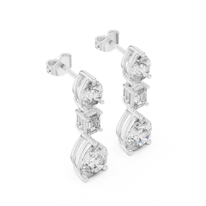 Elegant Pear and Emerald Cut Lab Grown <b>Diamond</b> Earrings IGI Certified Gold Plated Trendy Luxury <b>Jewelry</b> for Women - Product Image 4