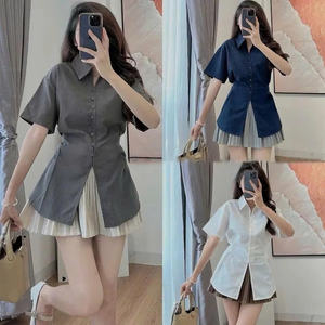 [Usine de vêtements] SH21 T-shirt en coton pour femme couleurs jeunes simple col rond belle conception unique élégante douce 2025 - Product Image 1