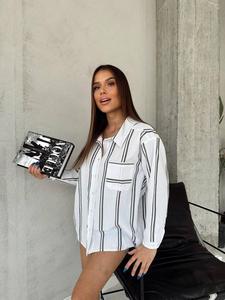 ฤดูใบไม้ร่วงที่กําหนดเองใหม่Streetwear Lady Topเสื้อOversizeลําลองแขนยาวฟรีขนาดปุ่มลงผู้หญิงเสื้อและเสื้อสีฟ้า - Product Image 6