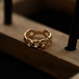 Anillo de cadena de banda de Plata de Ley 925, regalo de joyería fina chapada en oro de 14 quilates para mujer, regalo de boda para ella - Product Image 4