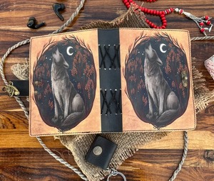 Journal grimoire A5 en cuir vintage Livre de sorts de sorcière sur le thème du loup Relié en spirale Grand livre cadeau - Product Image 4