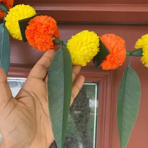 Traditional Marigold Door Hanging Garland Tea Party Decor Indian Wedding Favors Artificial Flower Birthday Decor Garland