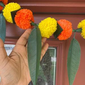 Marigold Mango Leaf Door Toran for Diwali Day of Dead Decorations Elegant Garland Wedding Pooja Items Handcrafted Art Bandarwal - Product Image 1