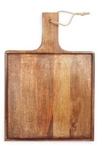Petit plateau rectangulaire en bois avec poignée Planche de service écologique Plateau en bois artisanal pour la nourriture - Product Image 3