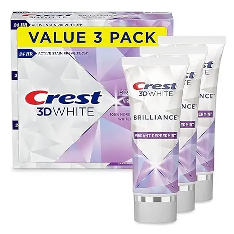ยาสีฟันไวท์เทนนิ่งพริกไทยสีขาว Crest 3D สว่างสดใส 4.1 ออนซ์ (แพ็ค 3) (บรรจุภัณฑ์อาจแตกต่างกัน)