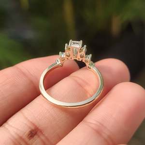 Tiara Wedding Band Tapered Baguette Diamond <b>Ring</b> 925 Silver/10K Gold VS Clarity - Product Image 6