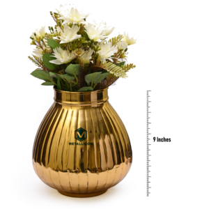 Pot de fleurs en laiton artisanal, design indien traditionnel avec finition martelée, décoration polyvalente, récipient de rangement doré - Product Image 2