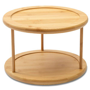 Single Tier Bamboo Standing Lazy Susan Turntable Organizer Cabinet Rotating <b>Kitchen</b> Storage <b>Rack</b> <b>Spice</b> Organizer Eco-Friendly - Product Image 1