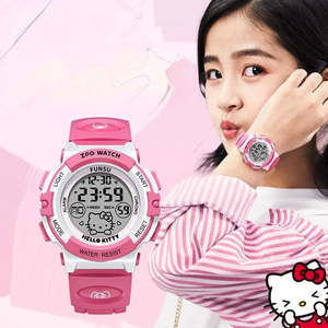 Montre numérique étanche Hello Kitty Rose pour enfants, sportive, mignonne, boîtier carré, bracelet en plastique et silicone tendance, chronomètre, alarme - Product Image 2
