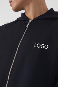 Coupe coudre hiver fermeture éclair coupe régulière 100% coton français éponge respirant goutte épaule sport décontracté entraînement sweats à capuche - Product Image 2