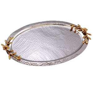 Plateau de service en métal avec poignée dorée pour hôtel et ustensiles de cuisine plateau de service en acier inoxydable de forme rectangulaire pour l'artisanat - Product Image 6