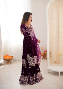 Costume Sharara en velours de viscose lourd entièrement cousu pour femmes, haut Sharara indien pour la vente à l'exportation - Product Image 4