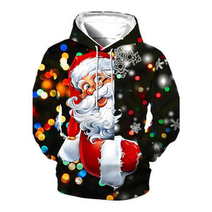 Ropa de calle personalizada de algodón con cuello redondo para hombre, sudaderas con capucha bordadas de Navidad con cuello redondo, sudaderas con capucha bordadas de Navidad - Product Image 3
