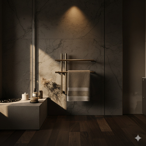 Chauffe-serviettes électrique mural de luxe en acier inoxydable doré à séchage rapide étanche moderne - Product Image 5