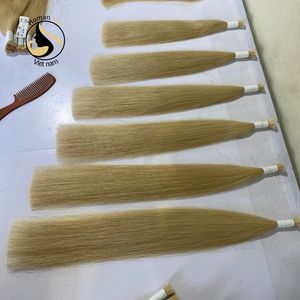 Extensión de cabello humano liso, pelo Natural Rubio virgen, con cutícula, pedido de muestra gratis - Product Image 2
