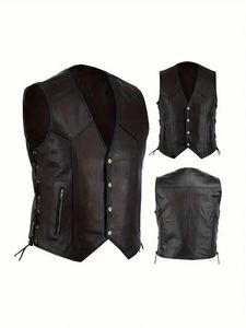 Chaleco de Cuero Genuino Negro Hecho a Mano para Hombre, Ecológico, Transpirable, Estilo Vaquero Casual de Invierno, Calidad Premium Western Champ - Product Image 4