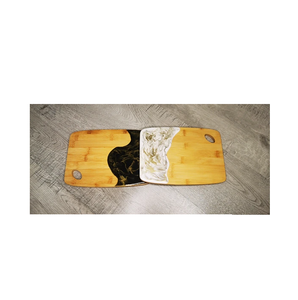 Planche à découper en bois et résine de qualité standard planche à découper en résine noire et blanche 2 pièces personnaliser l'emballage - Product Image 1