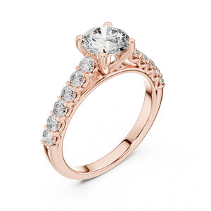 แหวนหยดน้ำเพชรทรงกลมสีเหลืองทอง 14K สำหรับผู้หญิง |   ชุดทำงาน |   เพชรที่เพาะเลี้ยงใหม่ - Product Image 4