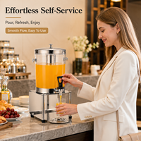 Distributeur de jus de boisson froide en or avec base en acier inoxydable et tube de glace pour buffet, restauration, hôtel, distributeur de boissons 8L 16L
