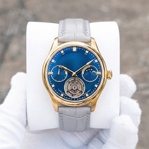 Reloj Mecánico Tourbillon con Fase Lunar de 24 Horas, Doble Hora, Esferas de Guilloché en Espiral de Lujo, Correa de Cuero y Acero Inoxidable, OEM - Product Image 3