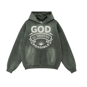 Plus Size Men's Hoodies Streetwear Cotton Made Full Sleeve Comfortable Acid Wash Hoodies With <b>Screen</b> Printed Logo Design - Product Image 5