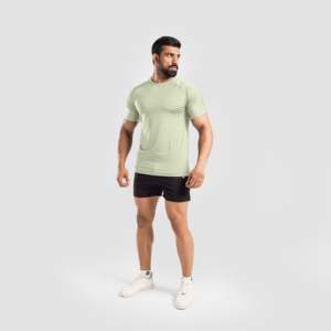 Legacy Basic Tee Green Cotton/<b>Bamboo</b> Knitted Fabric Lightweight Compressed Boxy Style for Exercise Silk <b>Screen</b> Printing Solid - Product Image 4