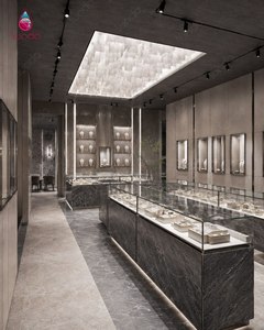 Vitrina de Joyería de Lujo Moderna Modelo 5632 de Decors, con Tapa de Cristal, Base de Mármol Oscuro, Forma Rectangular, Hecha en Estambul - Product Image 3
