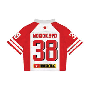 Camiseta Deportiva Personalizada de Gran Tamaño, Estilo Cuadrado y Corto, con Estampado por Sublimación, Estilo Urbano, Retro, de Malla, para Fútbol Americano - Product Image 2