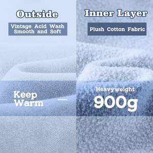 Serigrafía Impresión digital Vintage Ácido Lavado 100% Algodón Mezclado Heavyweight Basics Sudadera Sudaderas con capucha de gran tamaño para hombre - Product Image 3