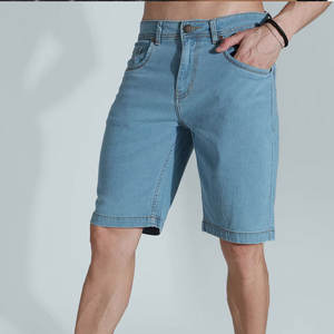 Clean Cut Minimal Design Versatile Styling <b>Men</b> Denim <b>Shorts</b> Heavy Stitch Reinforced Seams <b>Long</b> Lasting <b>Men</b> Denim <b>Shorts</b> - Product Image 1