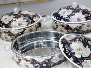 Chauffe-plat de luxe rond avec motif gravé en métal Hot Pot et casserole en acier inoxydable en métal - Product Image 4