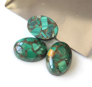 หินอัญมณีสีเขียวรูปวงรีทำจากทองแดงมรกตขนาด3x5mm-20x30mm แบนราบสำหรับเครื่องประดับธรรมชาติ - Product Image 3