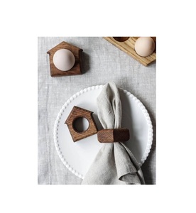 Rond de serviette en bois de ferme rustique naturel de haute qualité pour la fête de restaurant d'hôtel de table à manger de mariage - Product Image 1