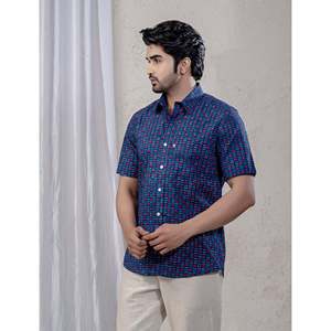 Camisa de Manga Corta para Hombre, Corte Entallado, Casual y de Esmoquin, 100% Algodón, Estampado de Puntos, Estilo Popelina, Diseño ODM - Product Image 4