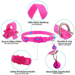 Nuevos Collares Elegantes y Sencillos para Gatos, con Hebilla de Seguridad Suave y Colorida, de Poliéster Sólido, con Campana - Product Image 4