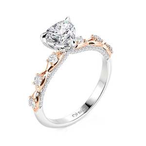 Anillo de Compromiso Jeulia de Dos Tonos con Forma de Corazón y Diamantes - Product Image 2