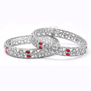 Modern Luxury <b>Fashion</b> <b>Bracelets</b> Reverse AD Silver with Brass Silver Plating Bangles - Product Image 1