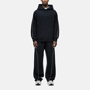 Conjunto Deportivo de Pantalones y Sudadera con Capucha de Diseño Nuevo, Estilo Informal con Ribete Blanco, Ajuste Holgado, Logotipo Personalizado de Alta Calidad - Product Image 6