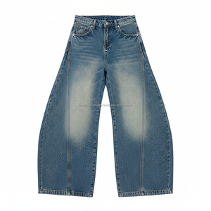 กางเกงยีนส์ขายส่งทรงบลูบาร์เรลขาบานสไตล์วินเทจโอเวอร์ไซส์สำหรับผู้ชาย - Product Image 4