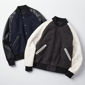 Blouson universitaire de baseball pour homme 2024, style Letterman, hiver, avec col montant en laine - Product Image 2
