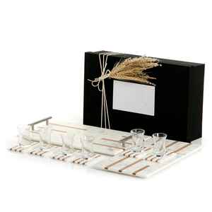 Bandeja de madera con incrustaciones de Metal y mármol negro para desayuno, bandeja decorativa rústica para comida, venta al por mayor - Product Image 6