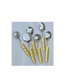 Stainless Steel Ladle Spoon with Hook design handle brass life customized size cheap price with sale product