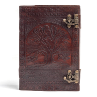 Grand journal en cuir véritable fait à la main 600 Pages carnet de croquis en relief vie d'arbre et sept Chakra Grimoire livre artisanat en cuir