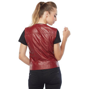 Chaleco de montar acolchado bordado con logotipo personalizado para mujer de talla grande para Motocross, chaleco de cuero auténtico con protección - Product Image 3