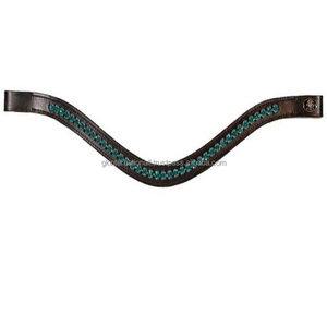 100% cuir véritable noir ou marron Havana bande de sourcil de cheval en cuir de canal vide avec chaîne bling décorative en cristaux dorés - Product Image 4